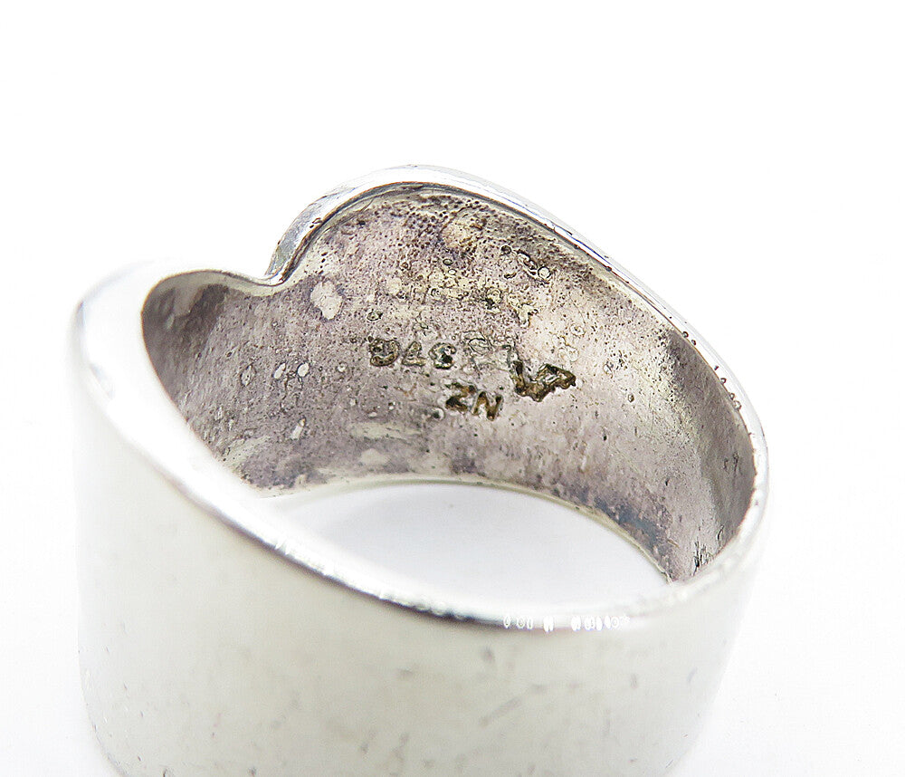 MEXICO 925 Silver  Vintage Polished Crinkle Detail Band Ring Sz 7.5  RG7408