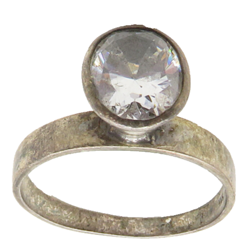 LORBERFELD 925 Sterling Silver Vintage Cubic Zirconia Solitaire Ring Sz 6 RG9881