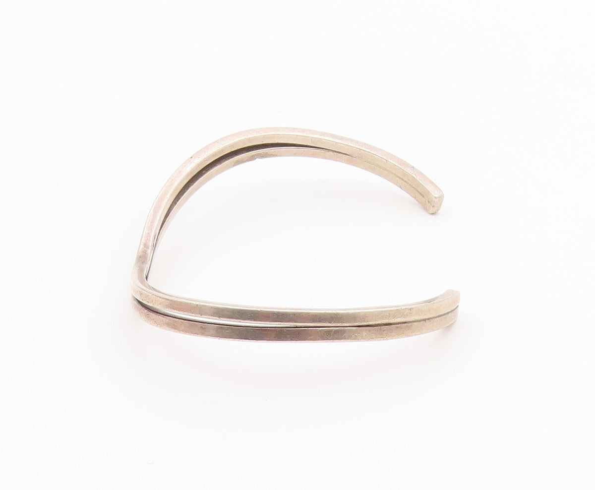 LAZZARI 925 Sterling Silver  Vintage Shiny Pointed Cuff Bracelet  BT9054