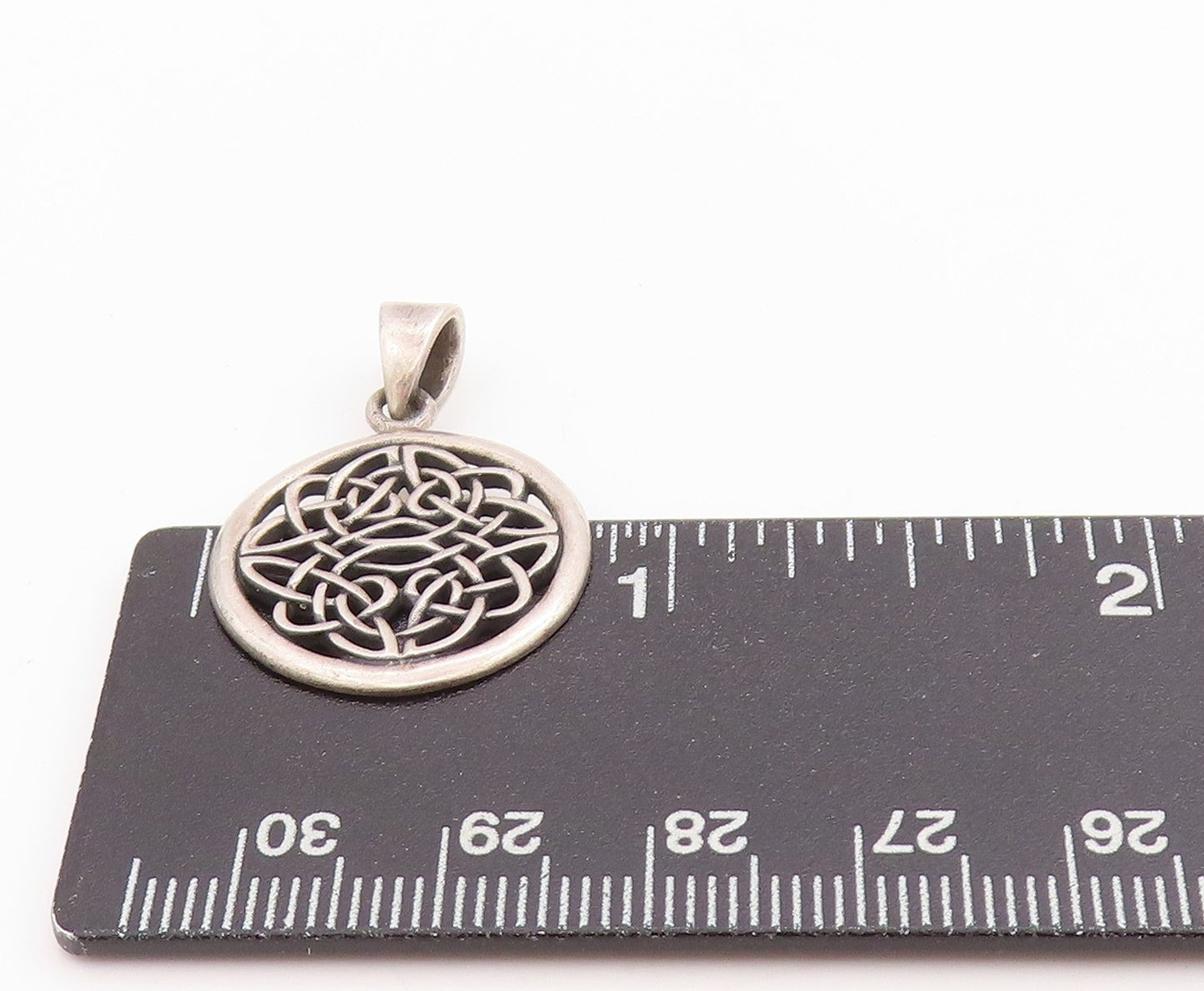 925 Sterling Silver Vintage Pendant Dark Tone Celtic Knot Design Cutout  PT24526