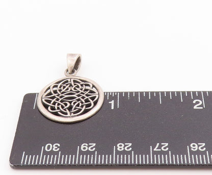 925 Sterling Silver Vintage Pendant Dark Tone Celtic Knot Design Cutout  PT24526