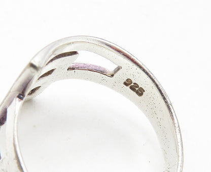 925 Sterling Silver  Shiny Interlocked Square Design Band Ring Sz 6  RG9431