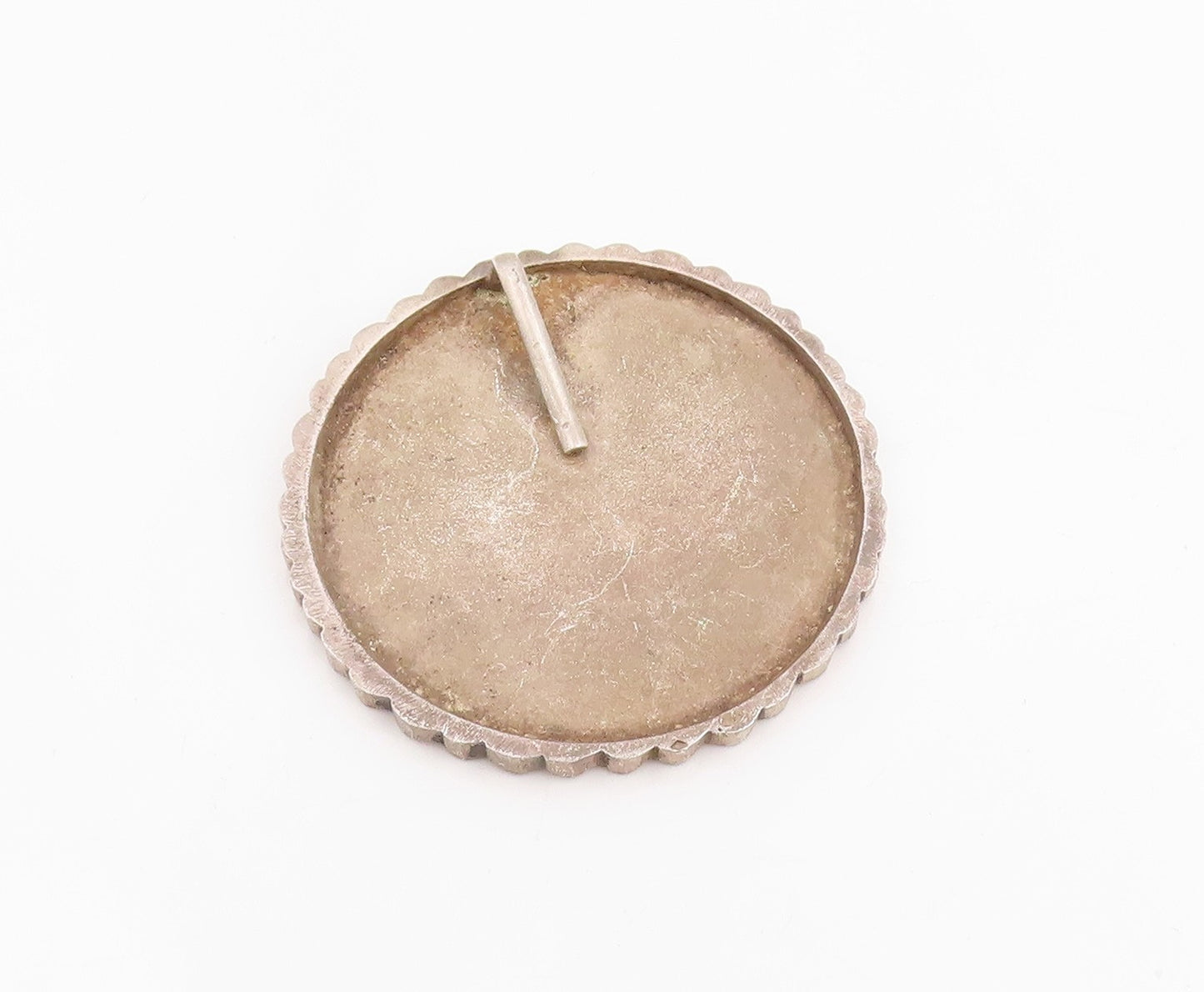 925 Sterling Silver Vintage Pendant Etched Ancient Symbol Medallion  PT25195