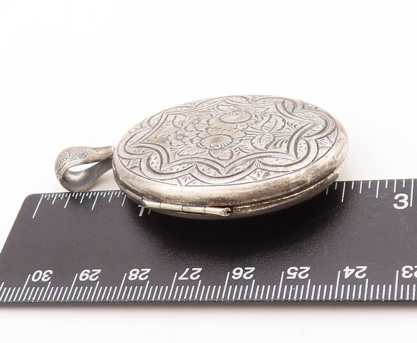 925 Sterling Silver Vintage Pendant DANECRAFT Antique Carved Locket OPEN PT23636