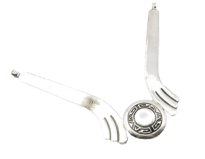 925 Sterling Silver Vintage Greek Key Detail Shiny Smooth Pendant PT9821