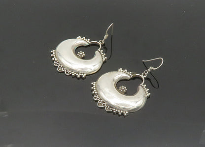 925 Sterling Silver  Vintage Shiny Floral Heart Detail Drop Earrings  EG9896