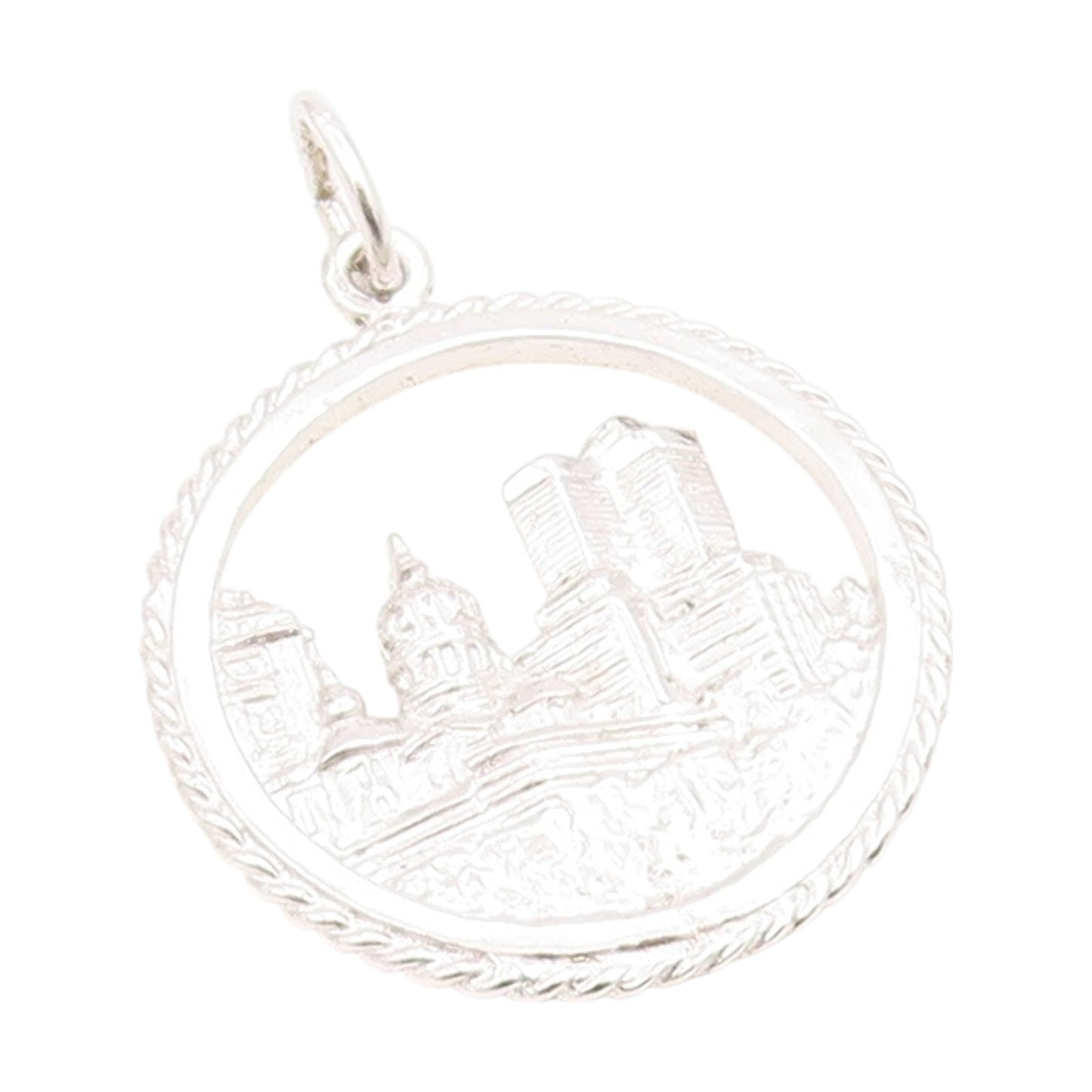 925 Sterling Silver Vintage Pendant Montreal Cityscape Souvenir Charm  PT25757