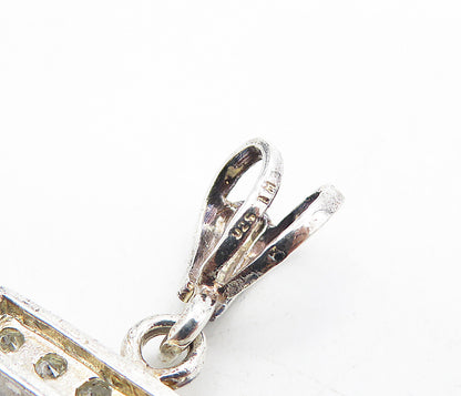 925 Sterling Silver  Vintage Sparkling Cubic Zirconia Letter E Pendant  PT6294