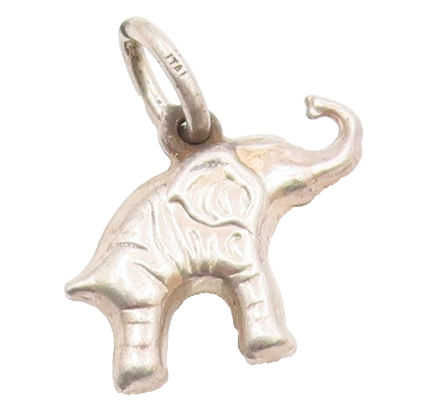 925 Sterling Silver  Vintage Shiny Petite Hollow Elephant Pendant  PT13255