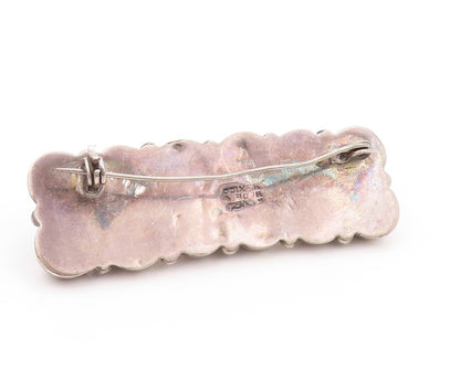 925 Sterling Silver Vintage Brooch MEXICO Cabochon Amethyst Flower Band  BP11537