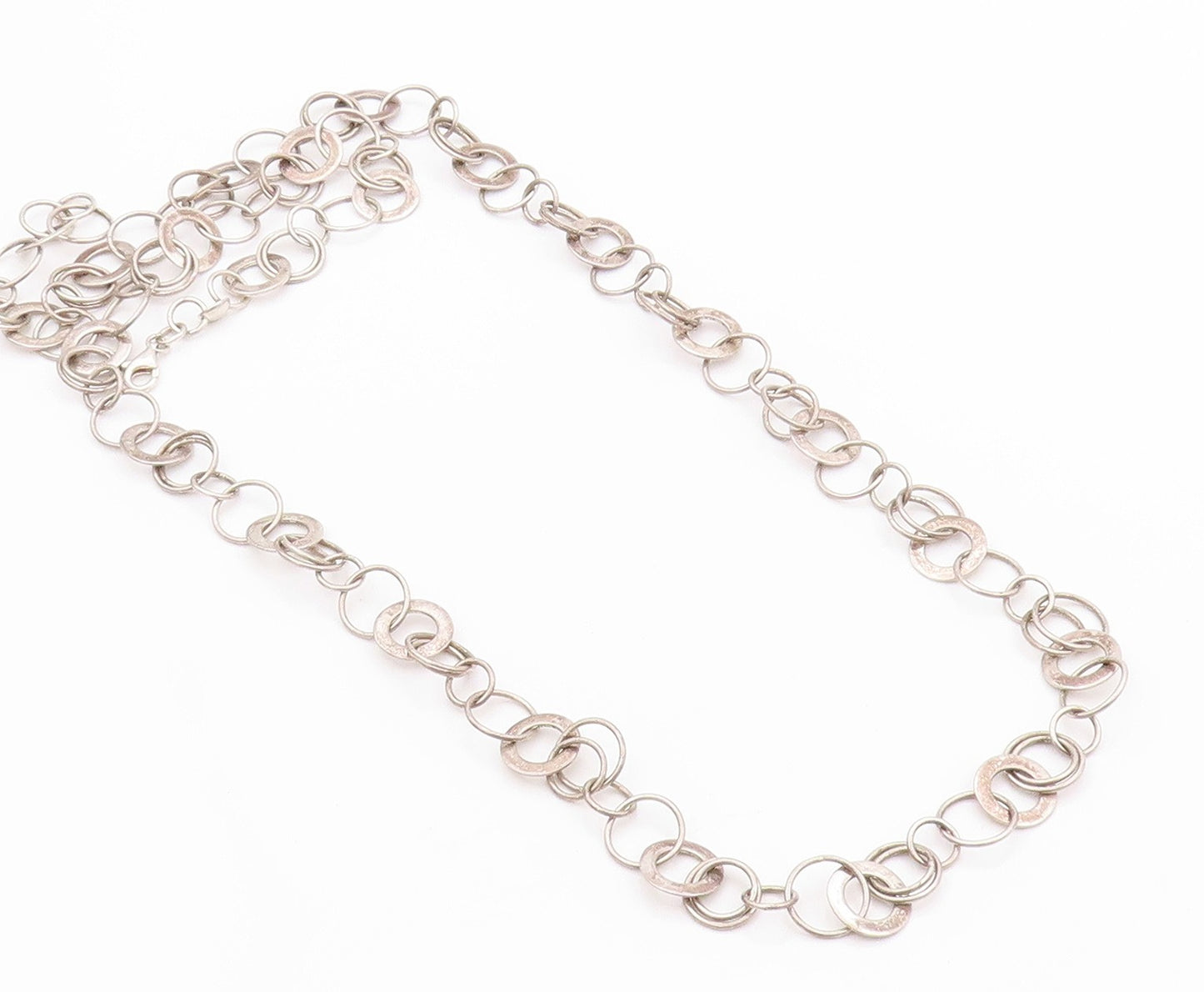 925 Sterling Silver Vintage Necklace DAVID SIGAL Dark Tone Linked Rings  NE4501