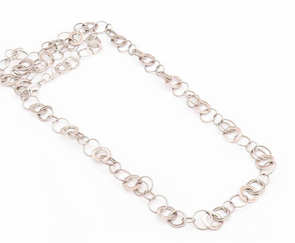 925 Sterling Silver Vintage Necklace DAVID SIGAL Dark Tone Linked Rings  NE4501