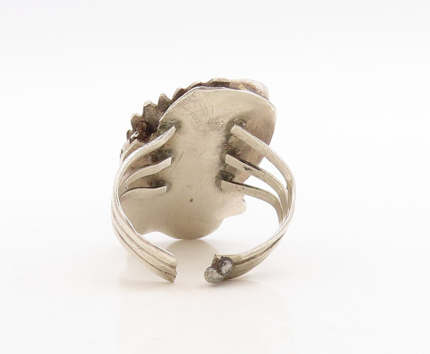 925 Sterling Silver Vintage Ring NAVAJO Turquoise Carnelian Floral Sz 10 RG31655