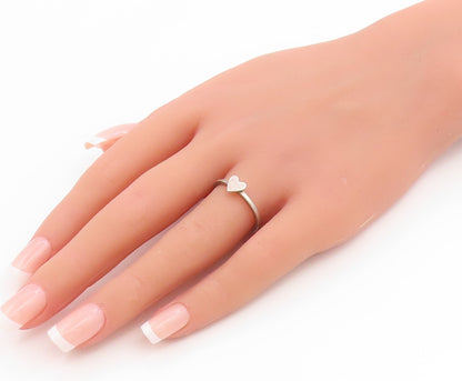 925 Sterling Silver Vintage Ring Minimalist Cute Love Heart Band  Sz 7  RG36091