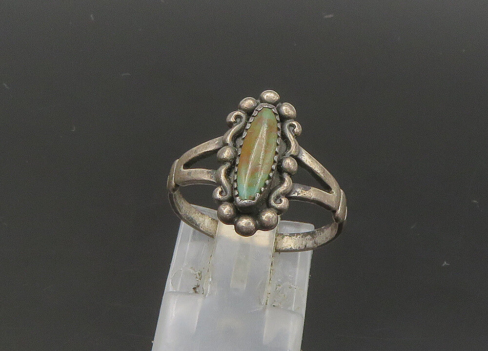 POST BELL 925 Sterling Silver  Vintage Turquoise Swirl Band Ring Sz 7  RG22157