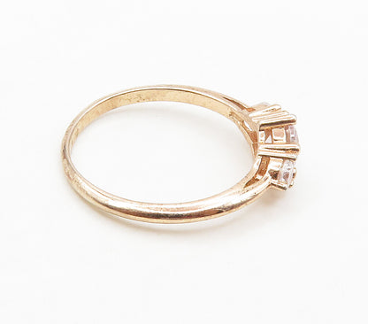 925 Sterling Silver  Cubic Zirconia Rose Gold Plated Band Ring Sz 7  RG15601