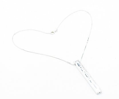 925 Sterling Silver  Knot Pattern Vertical Pendant Snake Chain Necklace NE1164