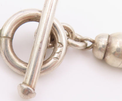 925 Sterling Silver Vintage Necklace MEXICO Fluted Pumpkin Bead Chain  NE4888