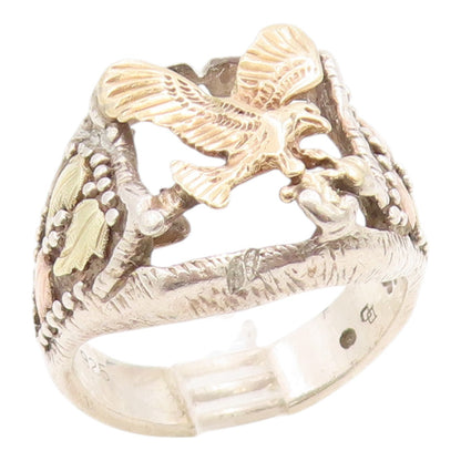 14k Gold & 925 Sterling Silver Vintage Ring Flying Eagle Band  Sz 10  RG35901