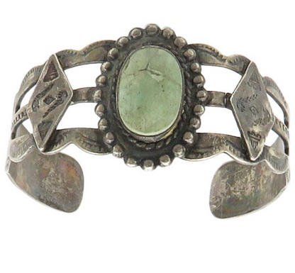 SOUTHWESTERN 925 Silver Vintage Antique Turquoise Peyote Cuff Bracelet BT7090