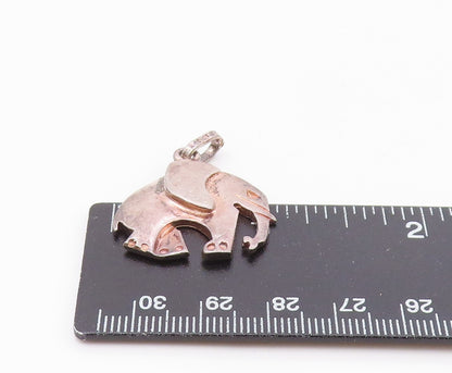 925 Sterling Silver  Vintage Shiny Dark Tone Elephant Motif Pendant  PT7198