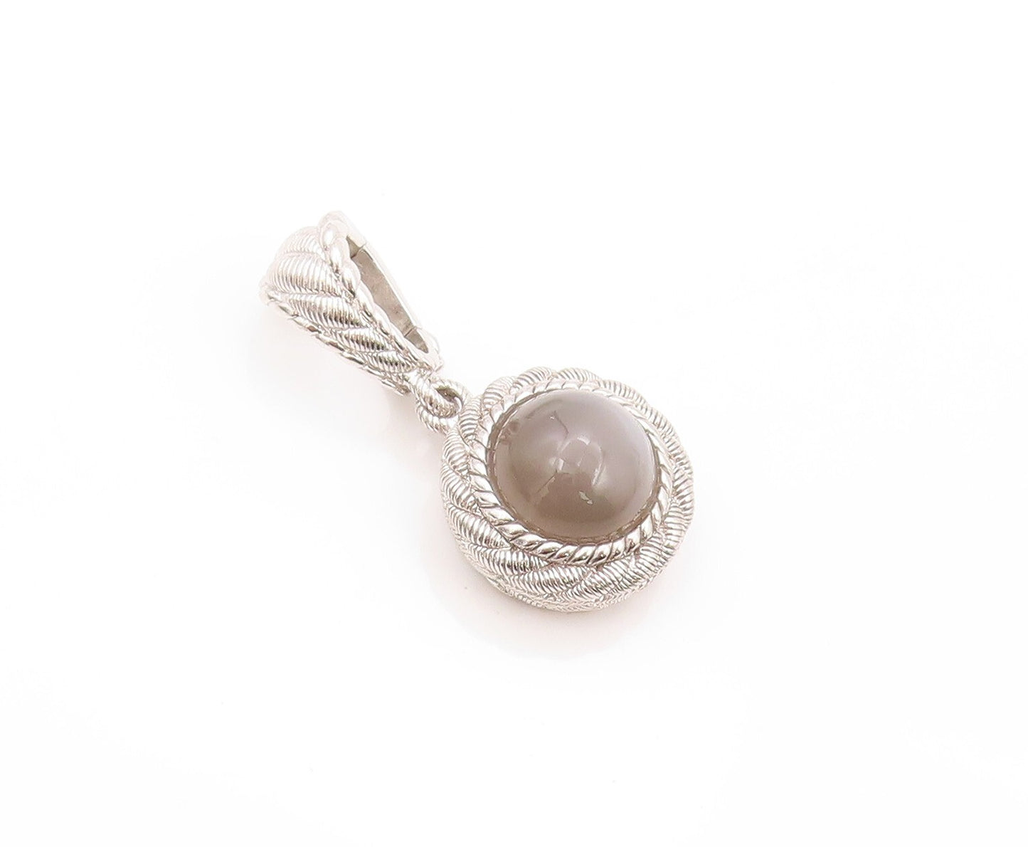 925 Sterling Silver Vintage Pendant JUDITH RIPKA Rope Carved Cat's Eye  PT23942