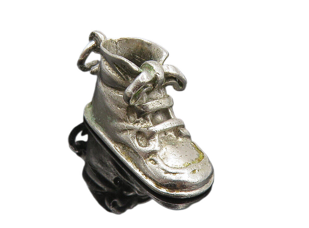 WELL 925 Sterling Silver  Vintage Shiny Old Fashioned Shoe Pendant  PT6969