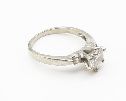 925 Sterling Silver  Cubic Zirconia Solitaire With Accents Ring Sz 8  RG10247