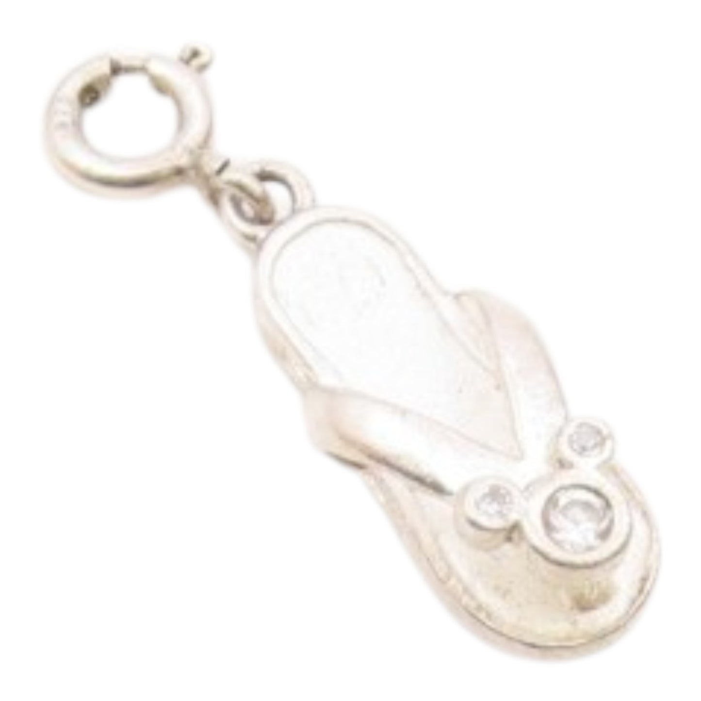 DISNEY 925 Sterling Silver Vintage Petite Topaz Flip Flop Sandal Pendant PT17113