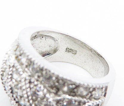 925 Sterling Silver  Sparkling Cubic Zirconia Domed Band Ring Sz 6  RG8533