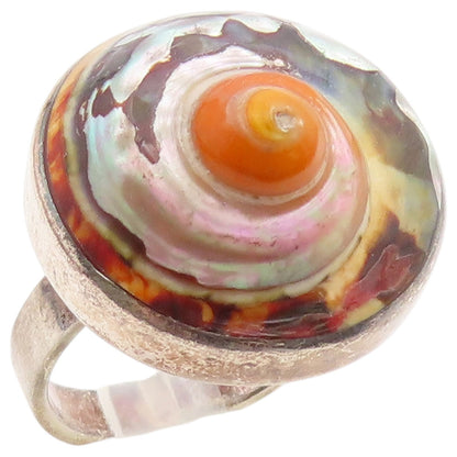 925 Sterling Silver Vintage Ring Modernist Spiral Shell Band  Sz 7  RG36792