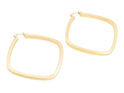 925 Sterling Silver Vintage Earrings Gold Plated Modernist Square Hoop  EG14247