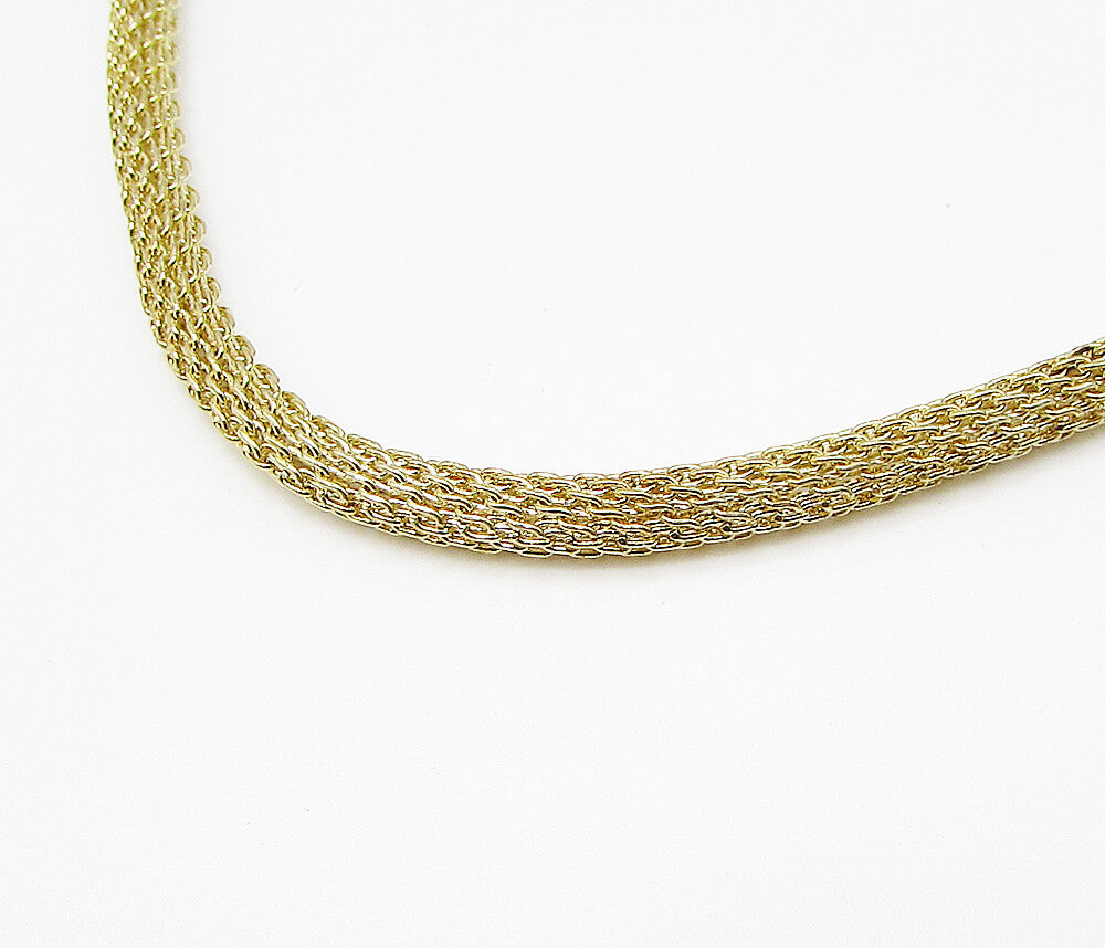 Gold Over 925 Sterling Silver Cylindrical Laced Chain Mail Necklace PT2177