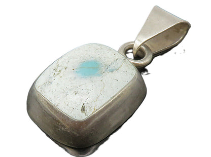 MEXICO 925 Sterling Silver Vintage White Stone Smooth Drop Pendant PT11259