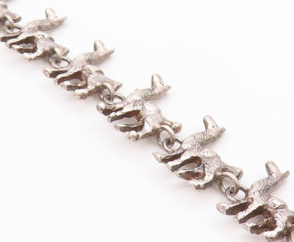 925 Sterling Silver Vintage Bracelet Etched Llama Animal Charm Chain  BT11404