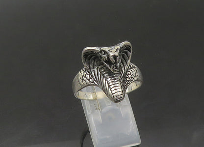 925 Sterling Silver  Vintage Cobra Snake Head Large Band Ring Sz 12  RG22311
