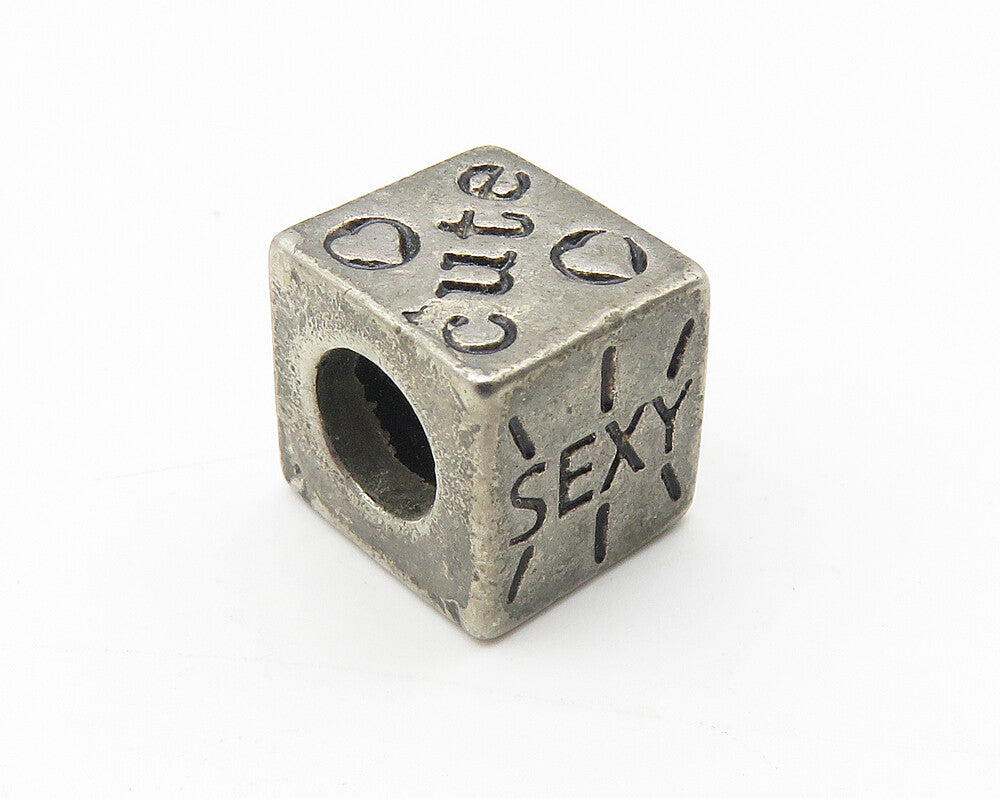 925 Sterling Silver  Vintage Smart Crazy Cute Sexy Square Bead Pendant  PT8200