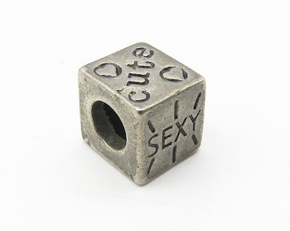 925 Sterling Silver  Vintage Smart Crazy Cute Sexy Square Bead Pendant  PT8200