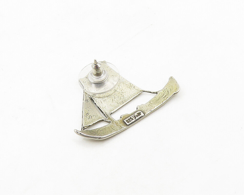 925 Sterling Silver  Vintage Sail Boat Motif Smooth Lapel Pin  TR2426