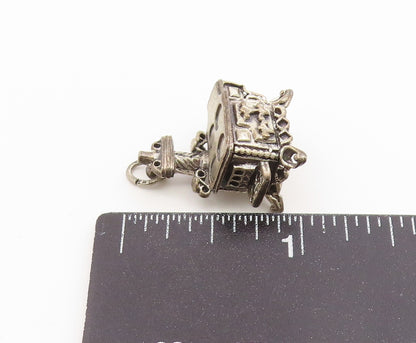 925 Sterling Silver Vintage Pendant BEAU Miniature Wood Burning Stove  PT26638