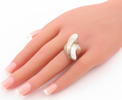 925 Sterling Silver Vintage Ring Modernist Design Cutout  Sz 6  RG32507