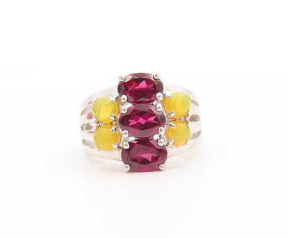 925 Sterling Silver Vintage Ring Amethyst & Opal Cluster Band  Sz 6.5  RG33691