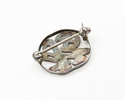 925 Sterling Silver  Vintage Dark Tone Chinese Character Brooch Pin  BP7663