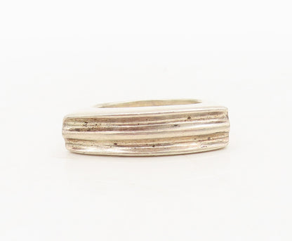 925 Sterling Silver Vintage Ring Minimalist Solid Carved Sz 7 RG27563