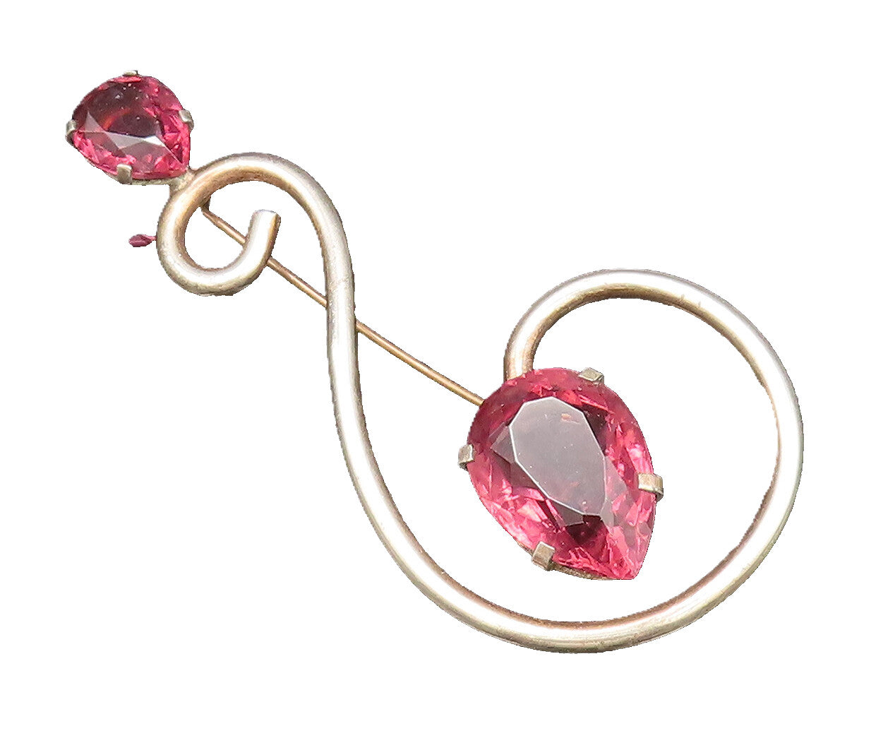 925 Silver  Vintage Pear Shaped Tourmaline Spiral Swirl Brooch Pin  BP10069