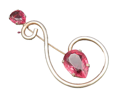 925 Silver  Vintage Pear Shaped Tourmaline Spiral Swirl Brooch Pin  BP10069