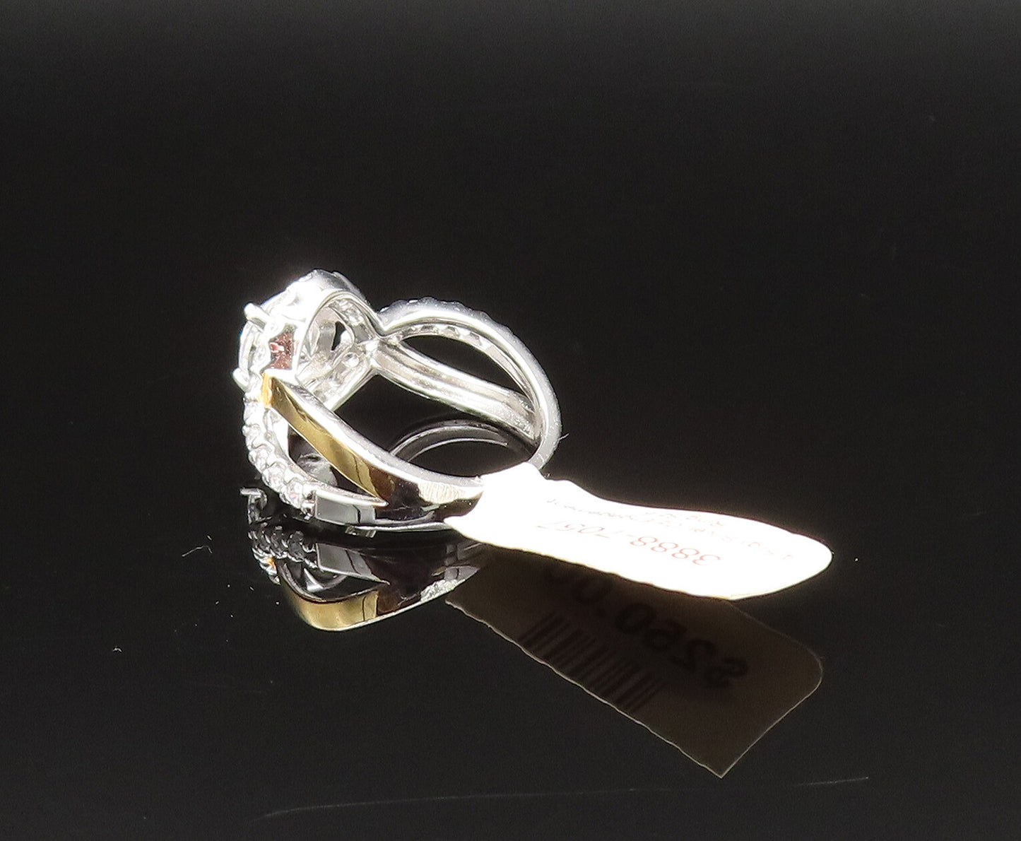 925 Silver  Vintage Two Tone Cubic Zirconia Infinity Knot Ring Sz 6.5  RG25635