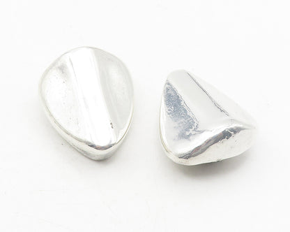 925 Sterling Silver  Vintage Hollow Smooth Shiny Non Pierce Earrings  EG6184