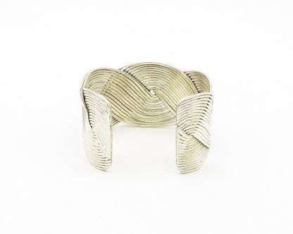 925 Sterling Silver  Vintage Shiny Split Shank Twist Cuff Bracelet  BT7424