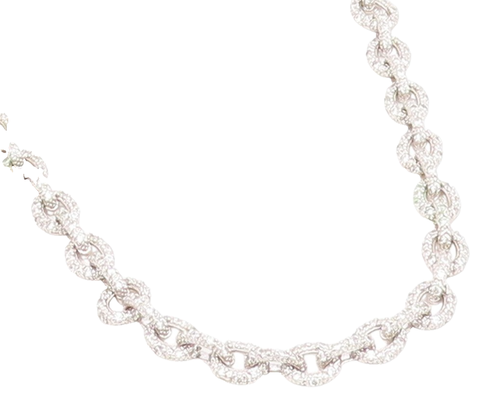 925 Sterling Silver Vintage Necklace Classic CZ interlocking Oval Chain  NE4801